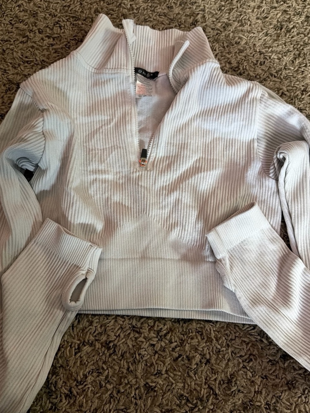 Cozy Half-Zip Ribbed Pullover Sweater - Light Gray
